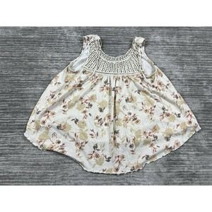 Wild Moss Top Womens Medium Floral Sleeveless Beaded Studded Casual